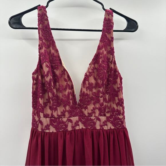 Lulus Make Way For Wonderful Berry Red Lace Sleeveless Maxi Dress Size S - Picture 3 of 14